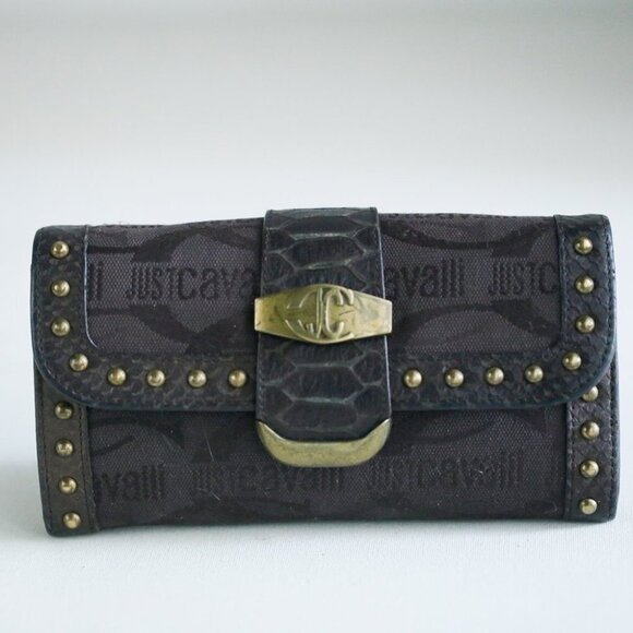 Vintage 90s  Y2K Monogram Canvas Leather Trim Tri Fold Brown Wallet - Picture 1 of 9